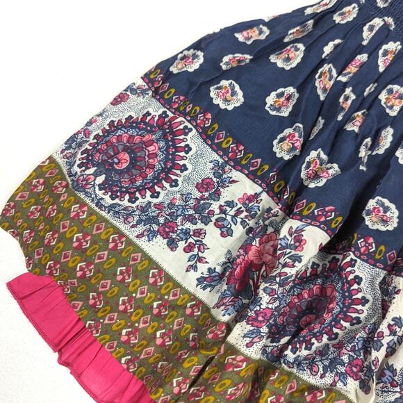 Monsoon Skirt Girls Sz 11-12 Navy Floral Paisley Mini Boho - Picture 3 of 6